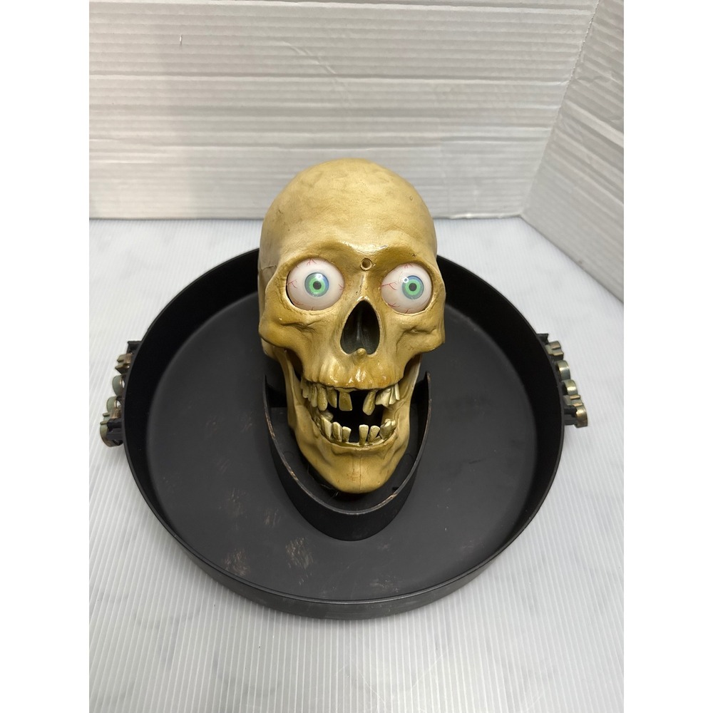 Gemmy Animated Skull Serving Tray Candy Dish Motion Sensor Spooky Halloween